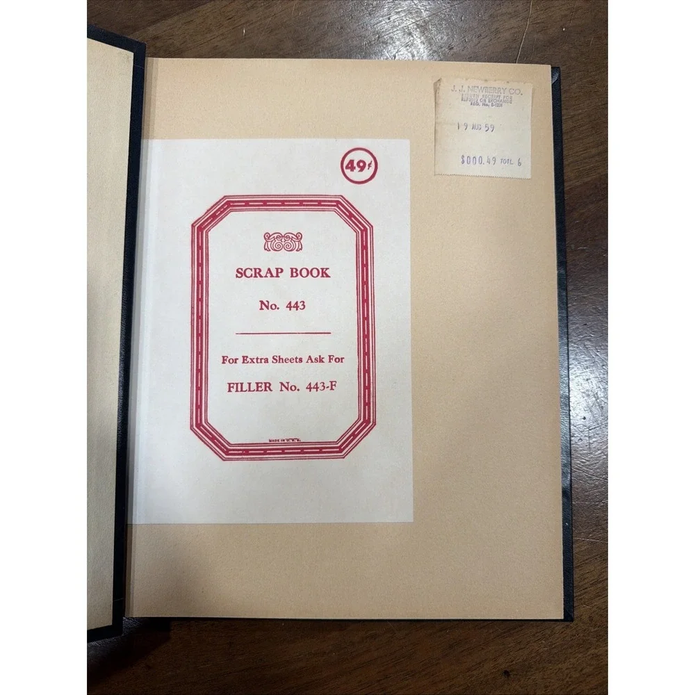 Vintage 1959 NEW 22 Page Scrapbook With Original Receipt